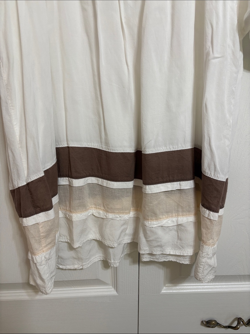 White Embroidered Mini Dress with Multicolor Floral Yoke and Contrast Hem - Picture 11 of 11